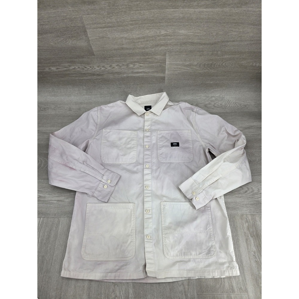 Vans Shirt Mens Cream Button Up Utility Pockets Safari Outdoor | Size XL